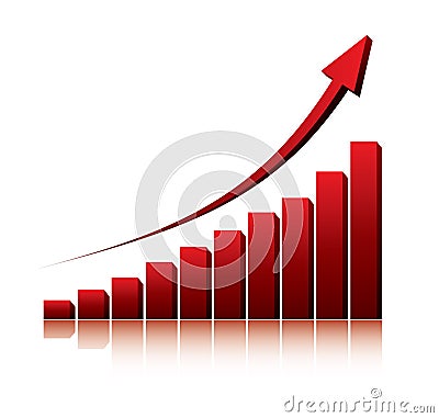 3d graph showing rise in profits or earnings Vector Illustration