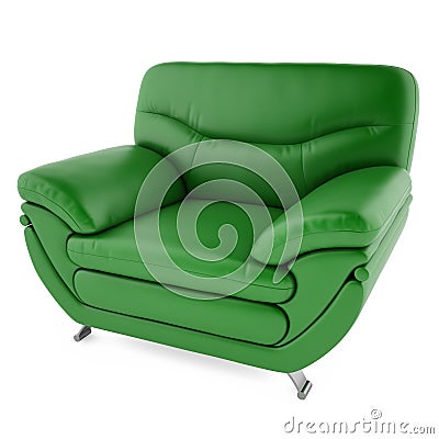 3D green chair on a white background Stock Photo