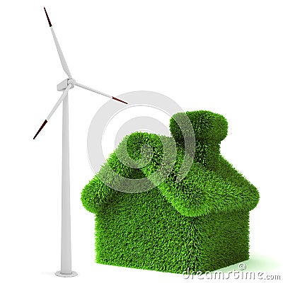 3d green grass house Stock Photo