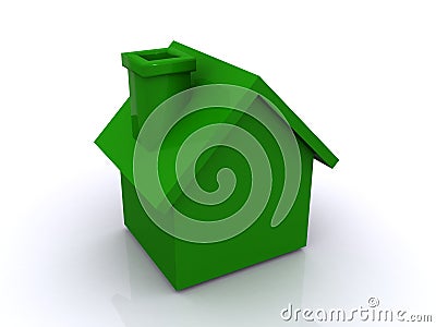 3d green house Cartoon Illustration