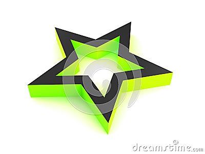 3D Green Star Stock Photo