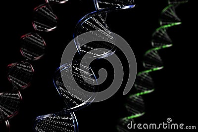 3D Helix with binary code Stock Photo