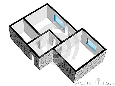 3d house floor plan with stone texture Vector Illustration