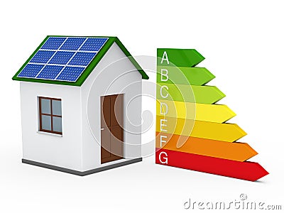 3d house solar energy bar Stock Photo
