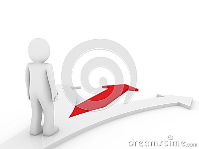 3d human arrow direction way red Stock Photo