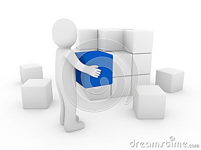 3d human cube Stock Photo