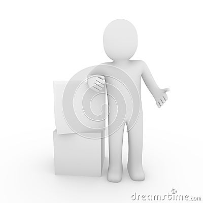 3d human cube box Stock Photo