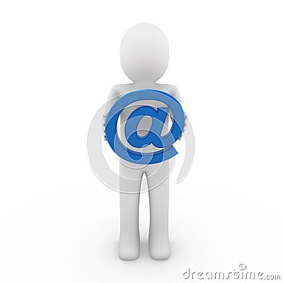 3d human email symbol blue Stock Photo