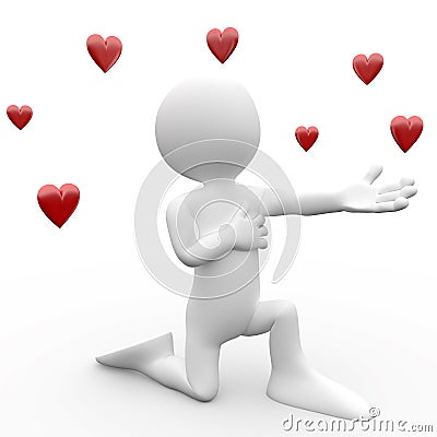 3D human making a declaration of love Stock Photo