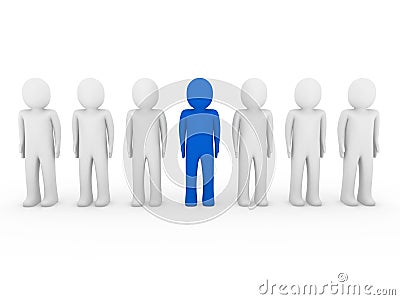 3d human stand crowd blue Stock Photo