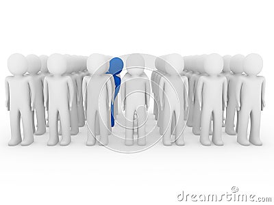 3d human stand crowd blue Stock Photo