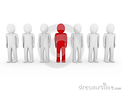 3d human stand crowd red Stock Photo