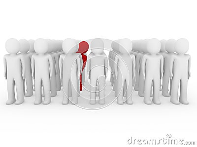 3d human stand crowd red Stock Photo