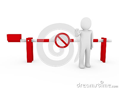 3d human stop barrier red ban Stock Photo