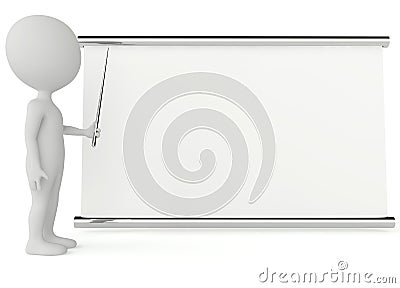 3d humanoid character with a empty signboard Stock Photo