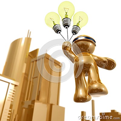 3d icon with idea light bulb balloon Cartoon Illustration