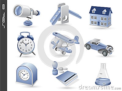 3d icons set 08 Vector Illustration