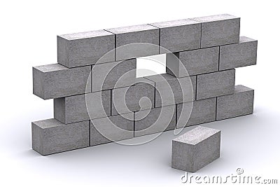 3d Incomplete Concrete Wall Stock Photo