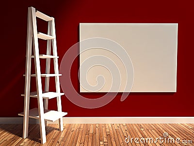 3d interior, empty billboard and shelf Stock Photo