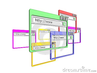 3d internet browser windows Stock Photo