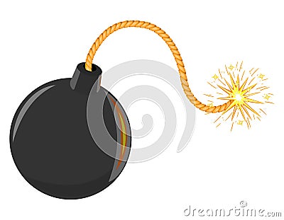 3d Isolated black cartoon bomb vector Vector Illustration