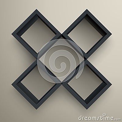 3d isolated Empty black bookshelf. Vector Illustration