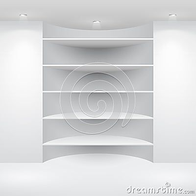 3d isolated Empty shelf for exhibit Vector Illustration