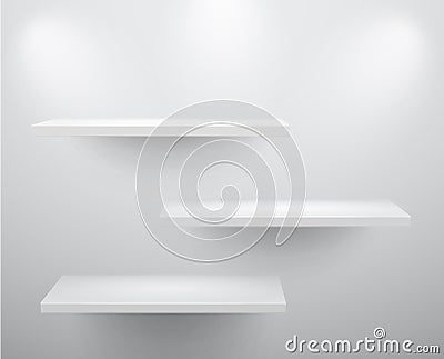 3d isolated Empty shelves for exhibit Vector Illustration