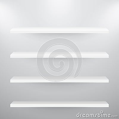 3d isolated Empty shelves for exhibit Vector Illustration