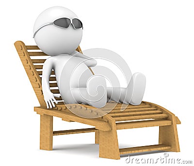 3D little human character relaxing. Stock Photo