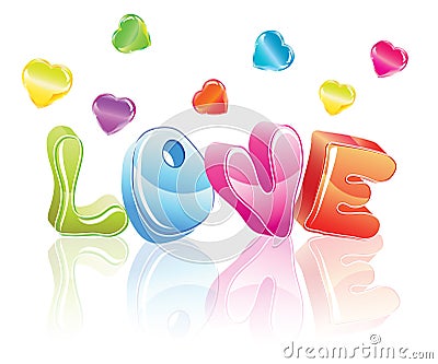 3d love word Vector Illustration