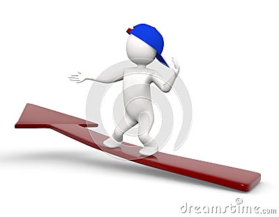 3d man on arrow skateboard Stock Photo