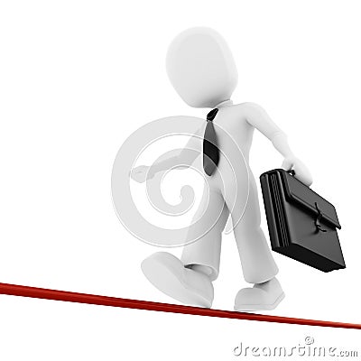 3d man businessman walking on thin line Stock Photo