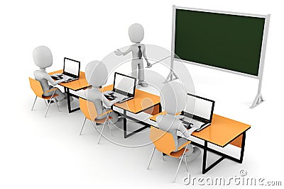 3d man - classroom Stock Photo