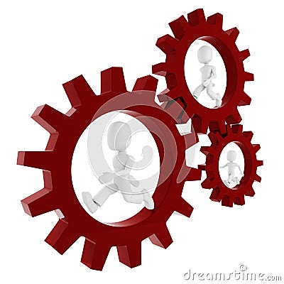 3d man inside a gear wheel Stock Photo