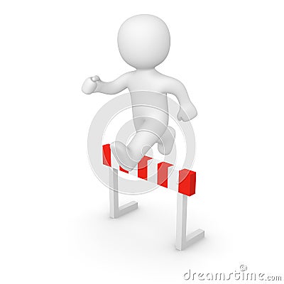 3d man jumping over hurdle Stock Photo