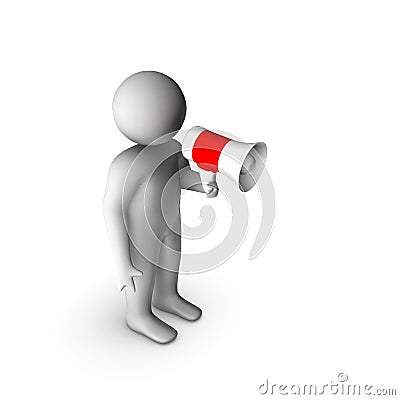 3d man with megaphone Stock Photo