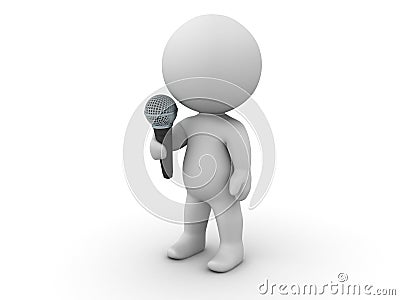 3D Man with Microphone Stock Photo