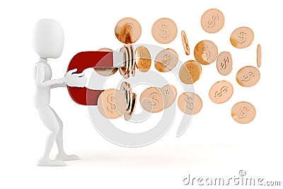 3d man money magnet concept Stock Photo