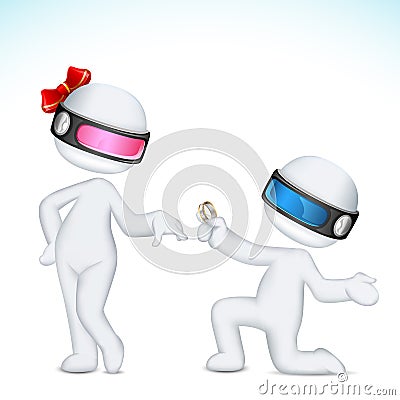 3d Man proposing Woman Vector Illustration