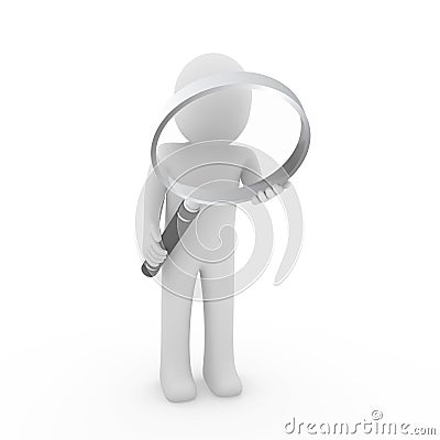 3d man search magnifying glass Stock Photo