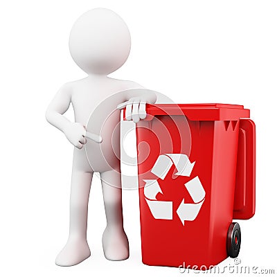 3D man showing a red bin Stock Photo