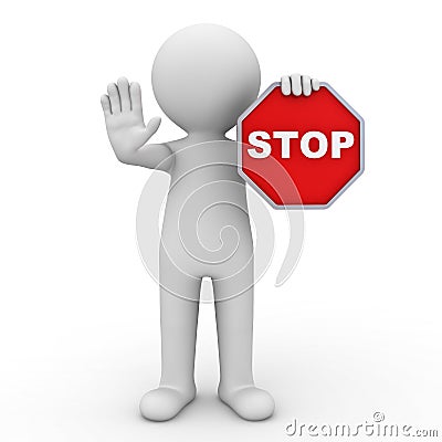 3d man showing stop sign Stock Photo