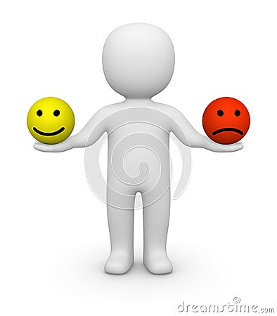 3d man with smiley balls Stock Photo