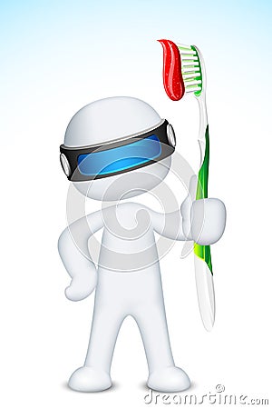 3d Man in Vector with Tooth Brush Vector Illustration