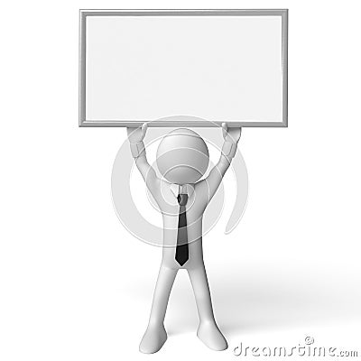 3D man with a white poster Stock Photo