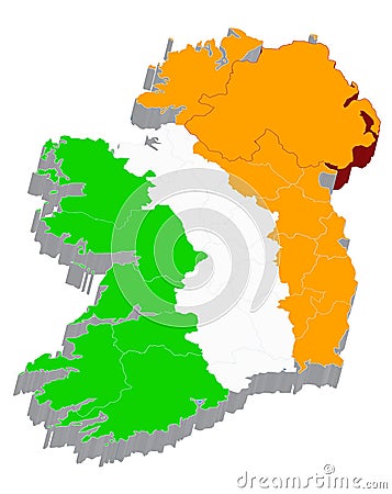 3d map with flag of Ireland Stock Photo