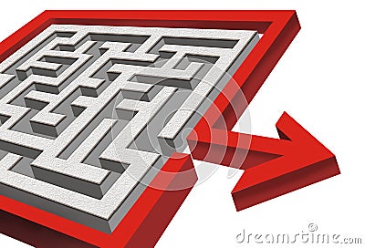 3d maze with exit Stock Photo