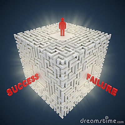 3d maze - success failure concept Stock Photo