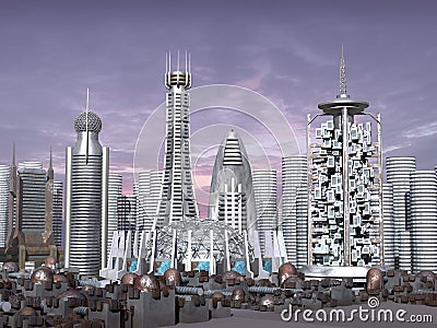 3d Model of Sci-fi city Stock Photo